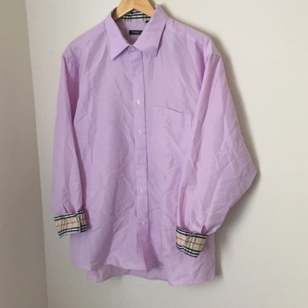 Purple Burberry Men dress shirt
